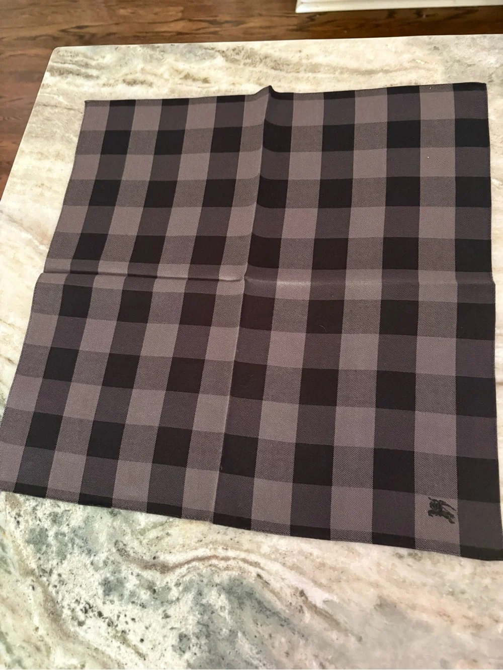 Burberry gray luxury scarf Neckerchief or Bow 18”x18”